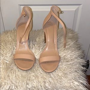 Nude Leather Block Sandals